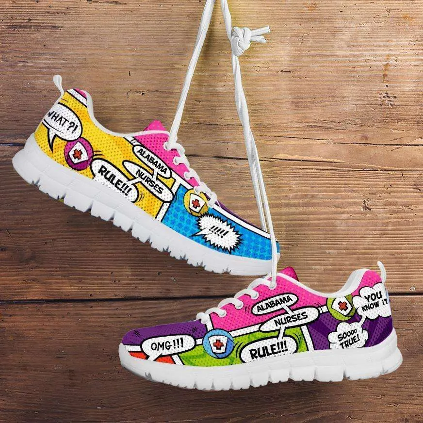 Alabama Nurses Rule! Comic Strip Design Running Shoes