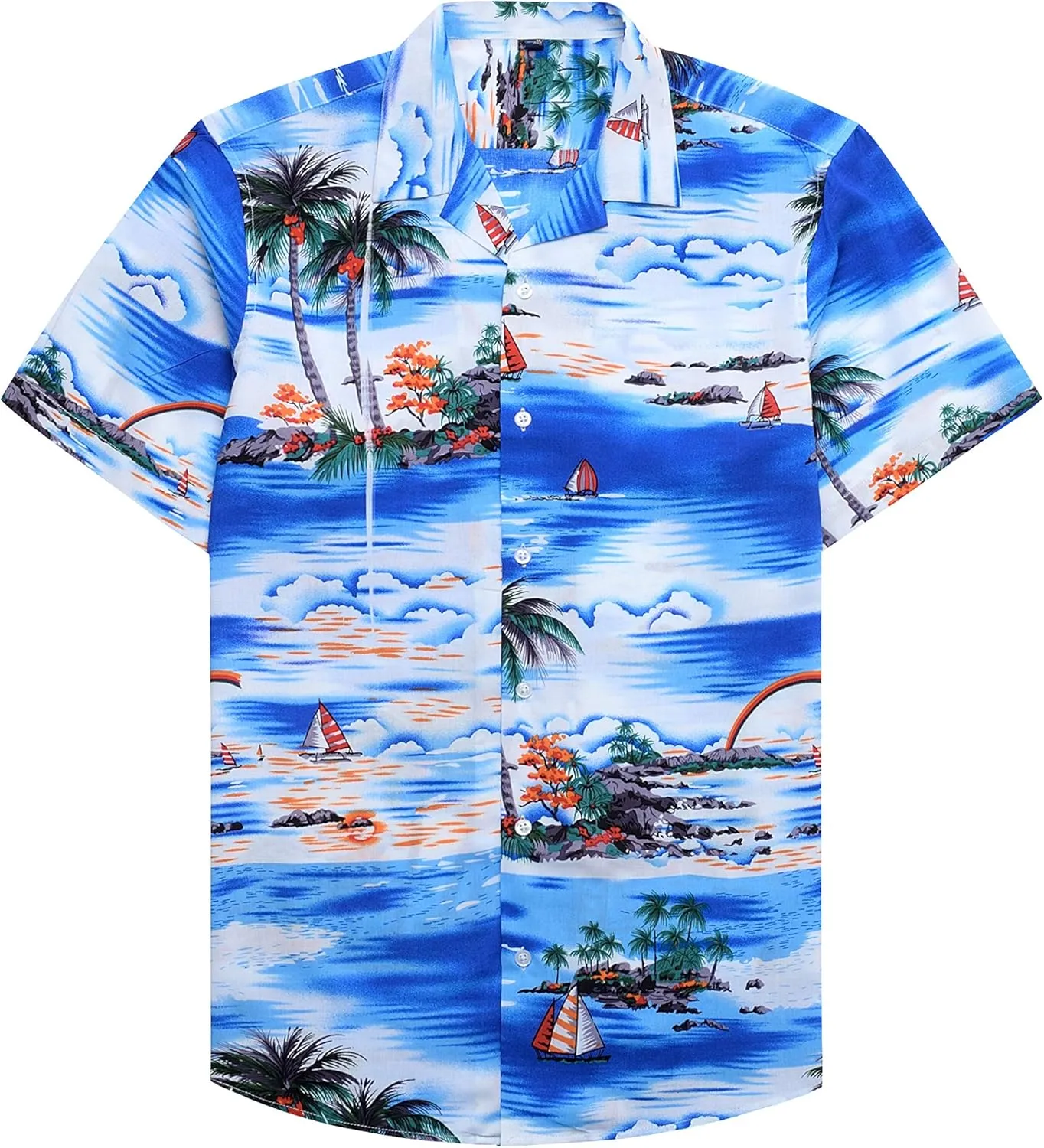 Alimens & Gentle Hawaiian Shirt for Men Summer Beach Casual Short Sleeve Button Down Shirts Printed Tropical Vacation Shirts