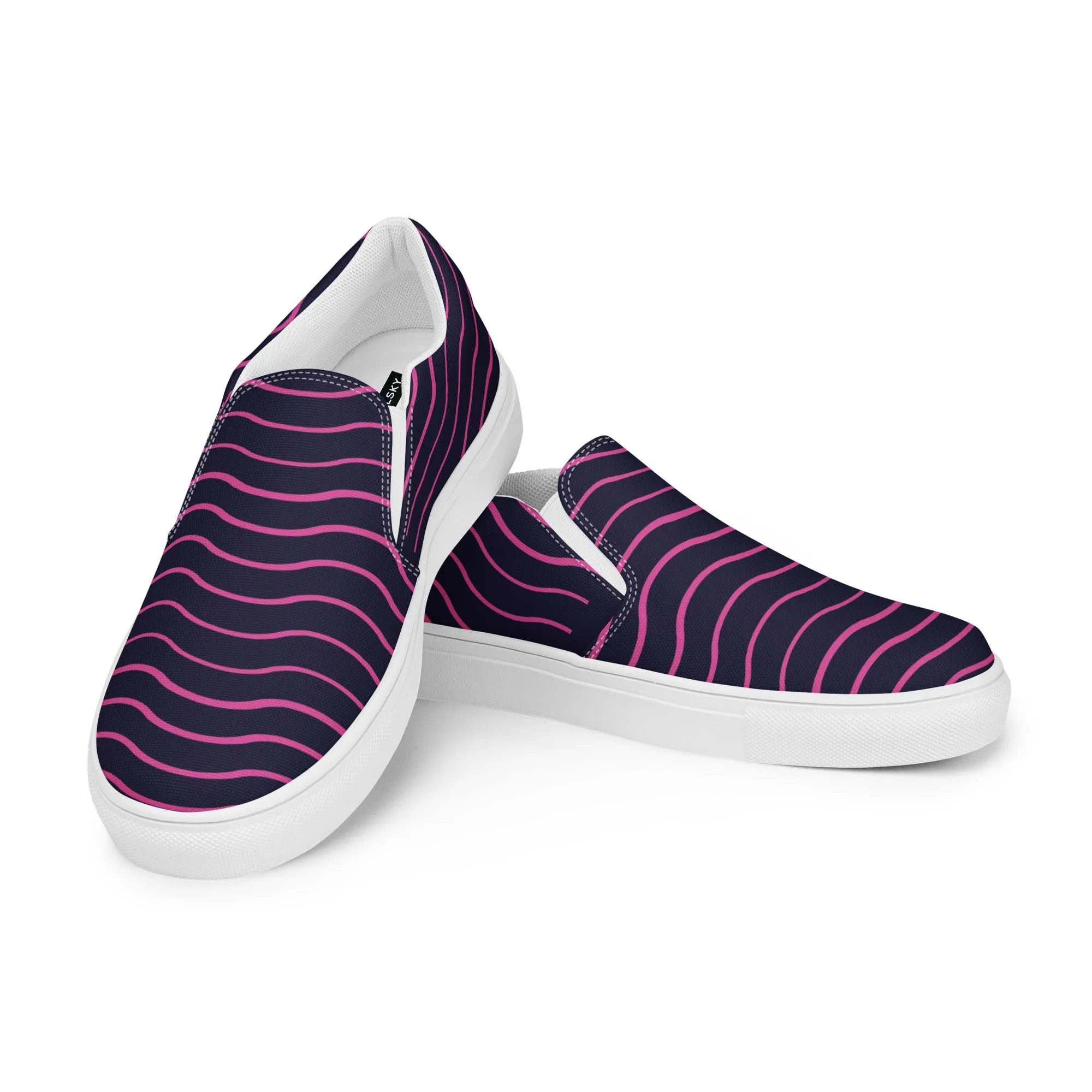 BE LIKE WATER Men’s Slip-On Canvas Shoes (Pink Lines)