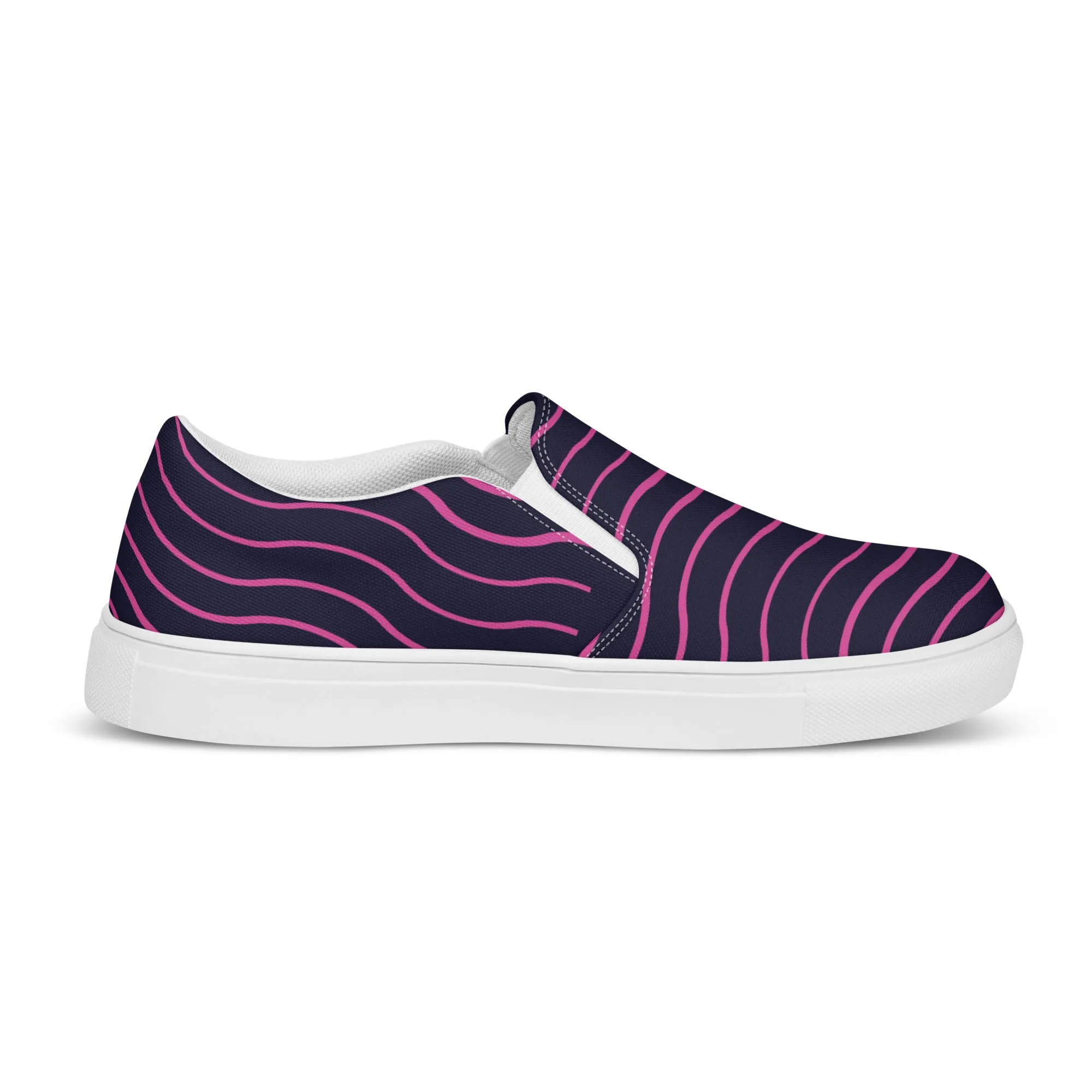 BE LIKE WATER Men’s Slip-On Canvas Shoes (Pink Lines)