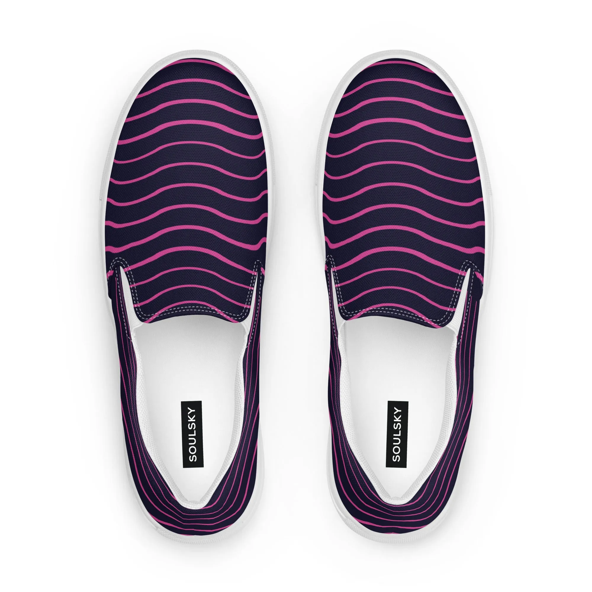 BE LIKE WATER Men’s Slip-On Canvas Shoes (Pink Lines)