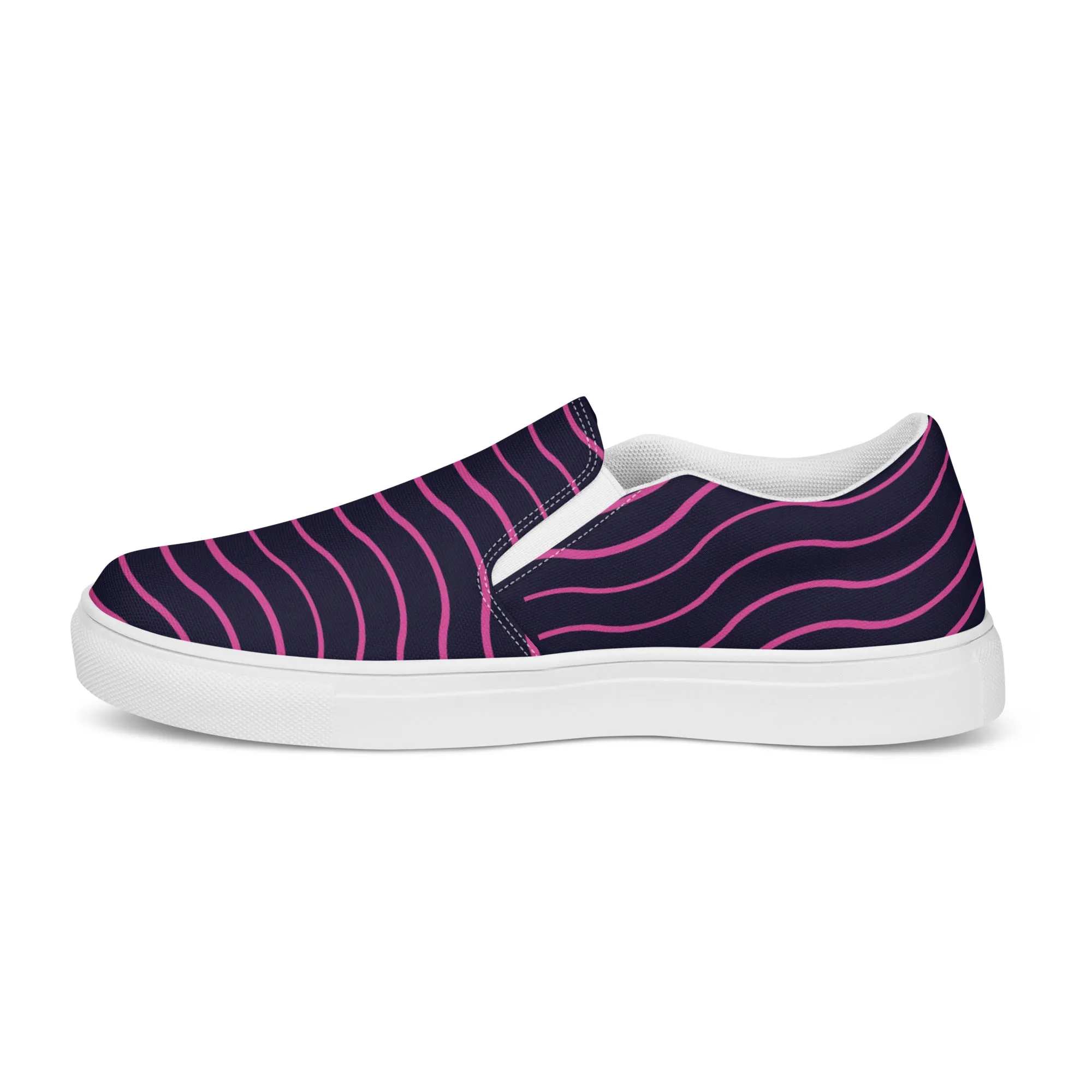BE LIKE WATER Men’s Slip-On Canvas Shoes (Pink Lines)