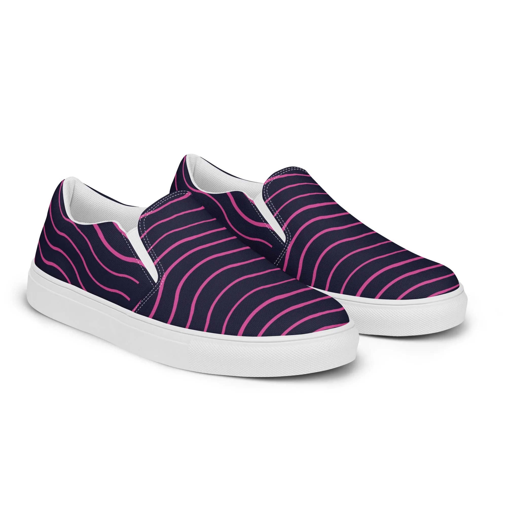 BE LIKE WATER Men’s Slip-On Canvas Shoes (Pink Lines)