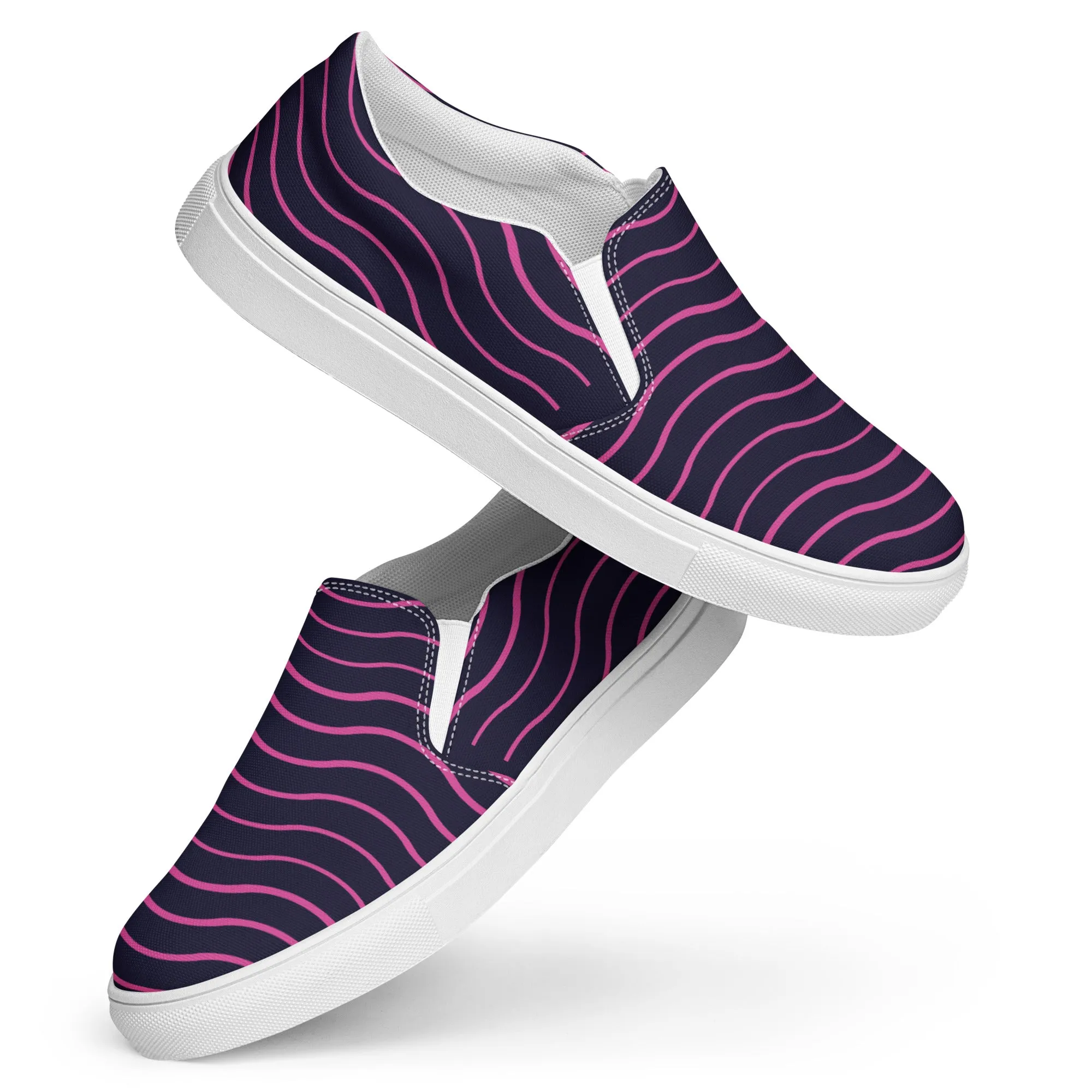 BE LIKE WATER Men’s Slip-On Canvas Shoes (Pink Lines)