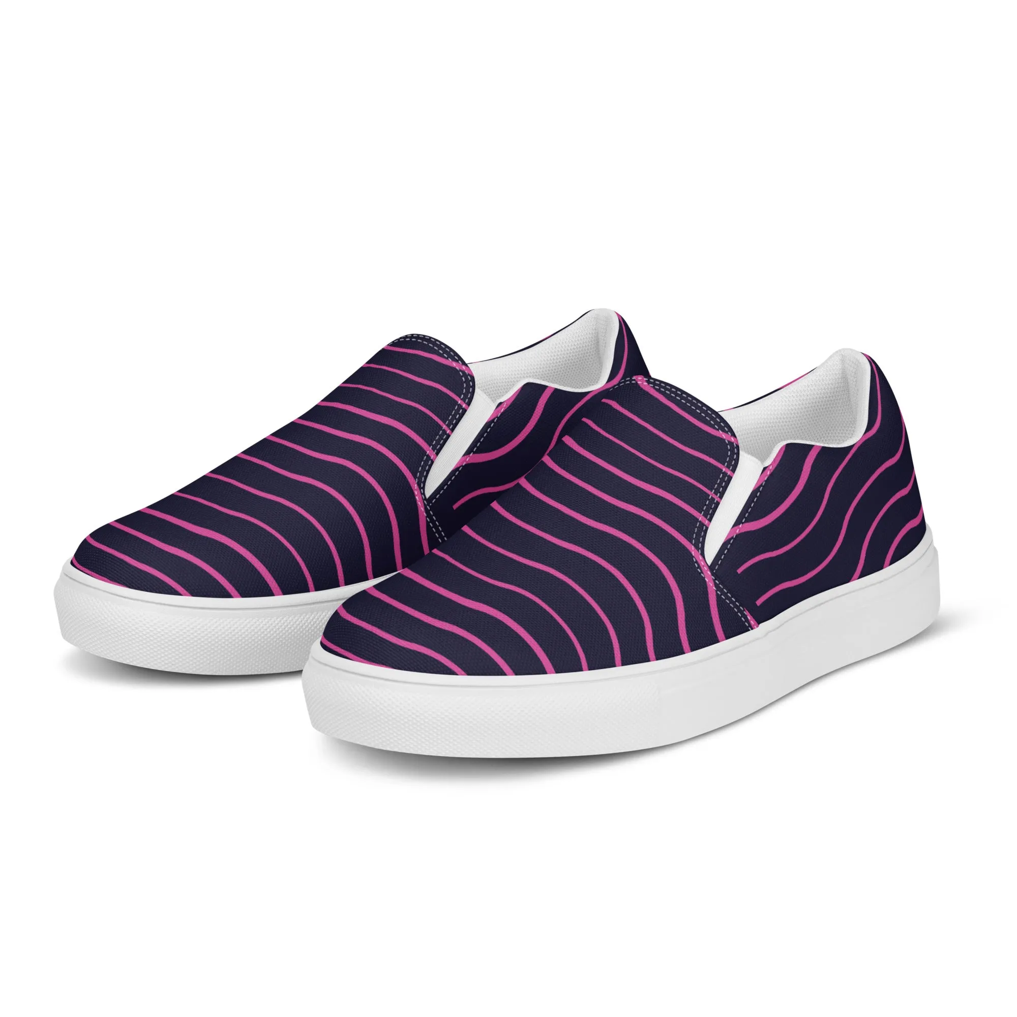 BE LIKE WATER Men’s Slip-On Canvas Shoes (Pink Lines)