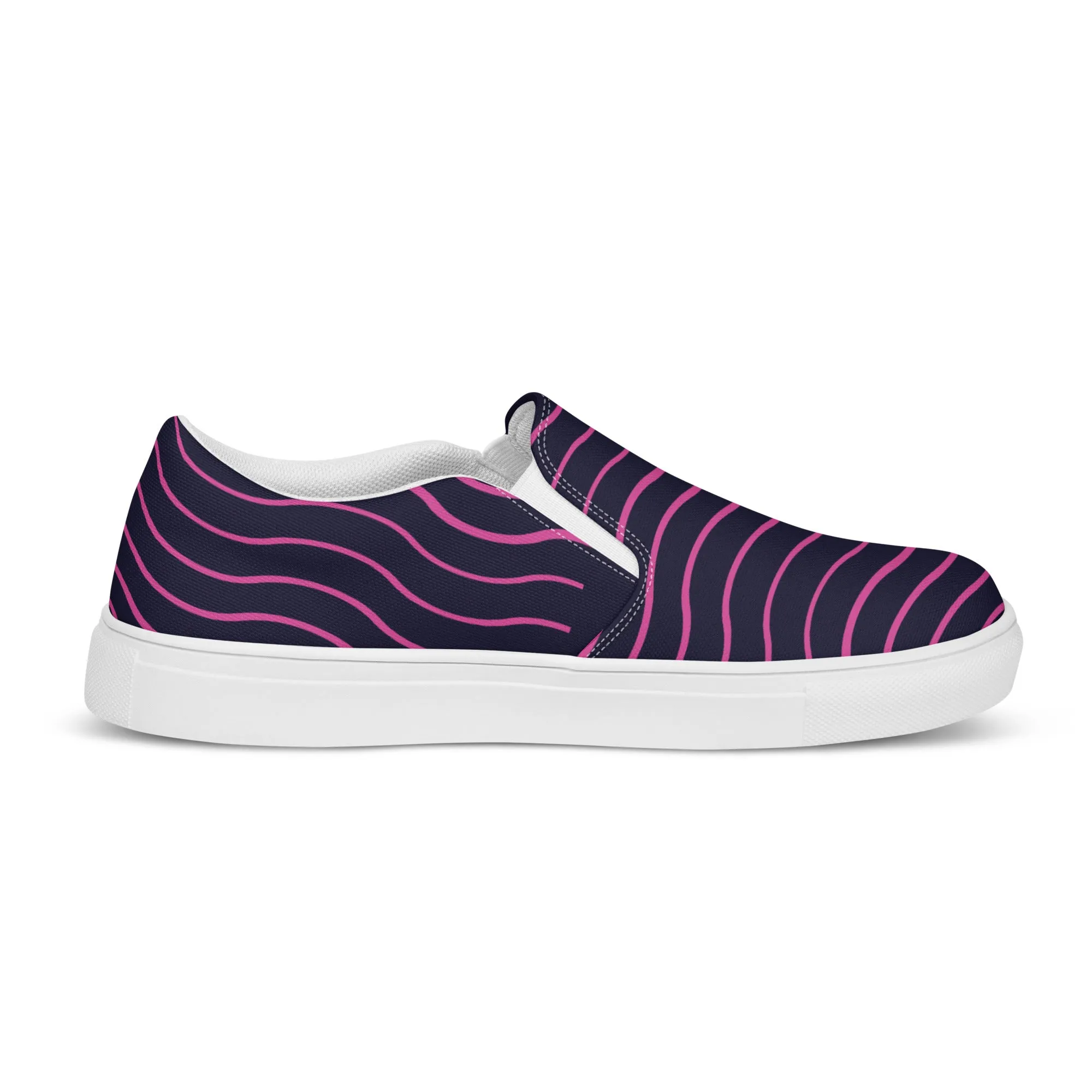 BE LIKE WATER Men’s Slip-On Canvas Shoes (Pink Lines)