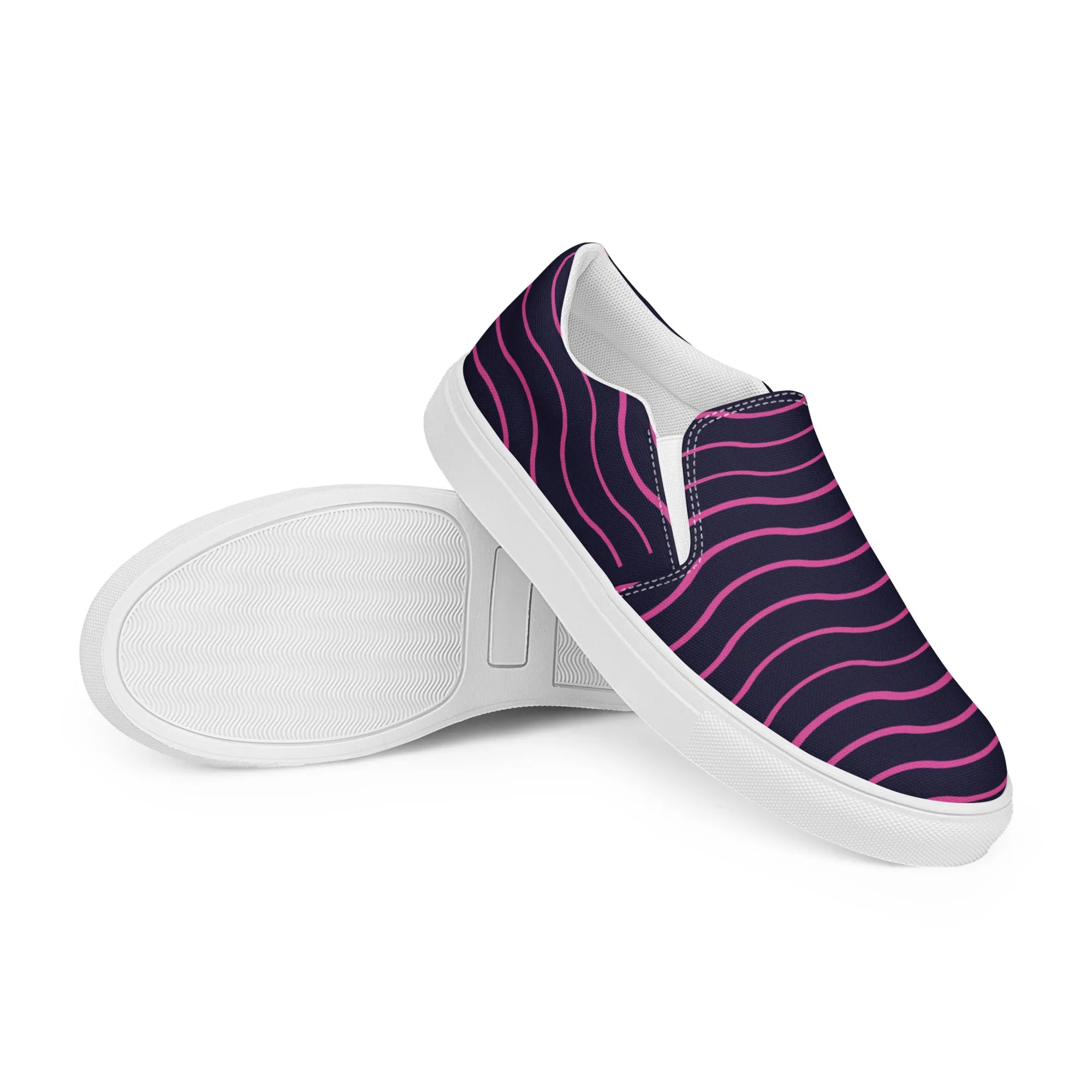 BE LIKE WATER Men’s Slip-On Canvas Shoes (Pink Lines)