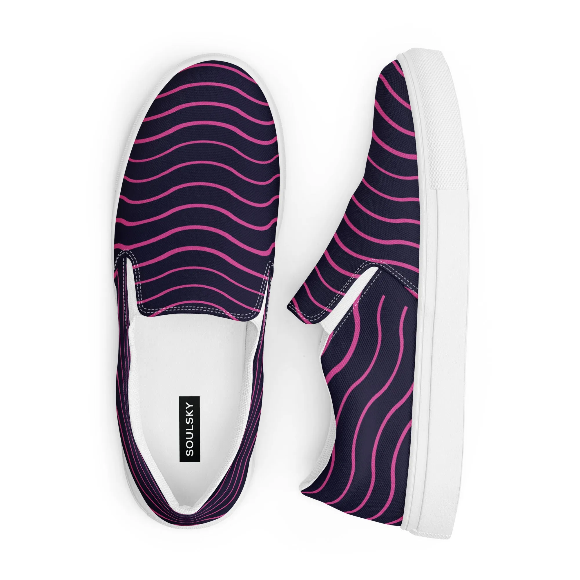 BE LIKE WATER Men’s Slip-On Canvas Shoes (Pink Lines)