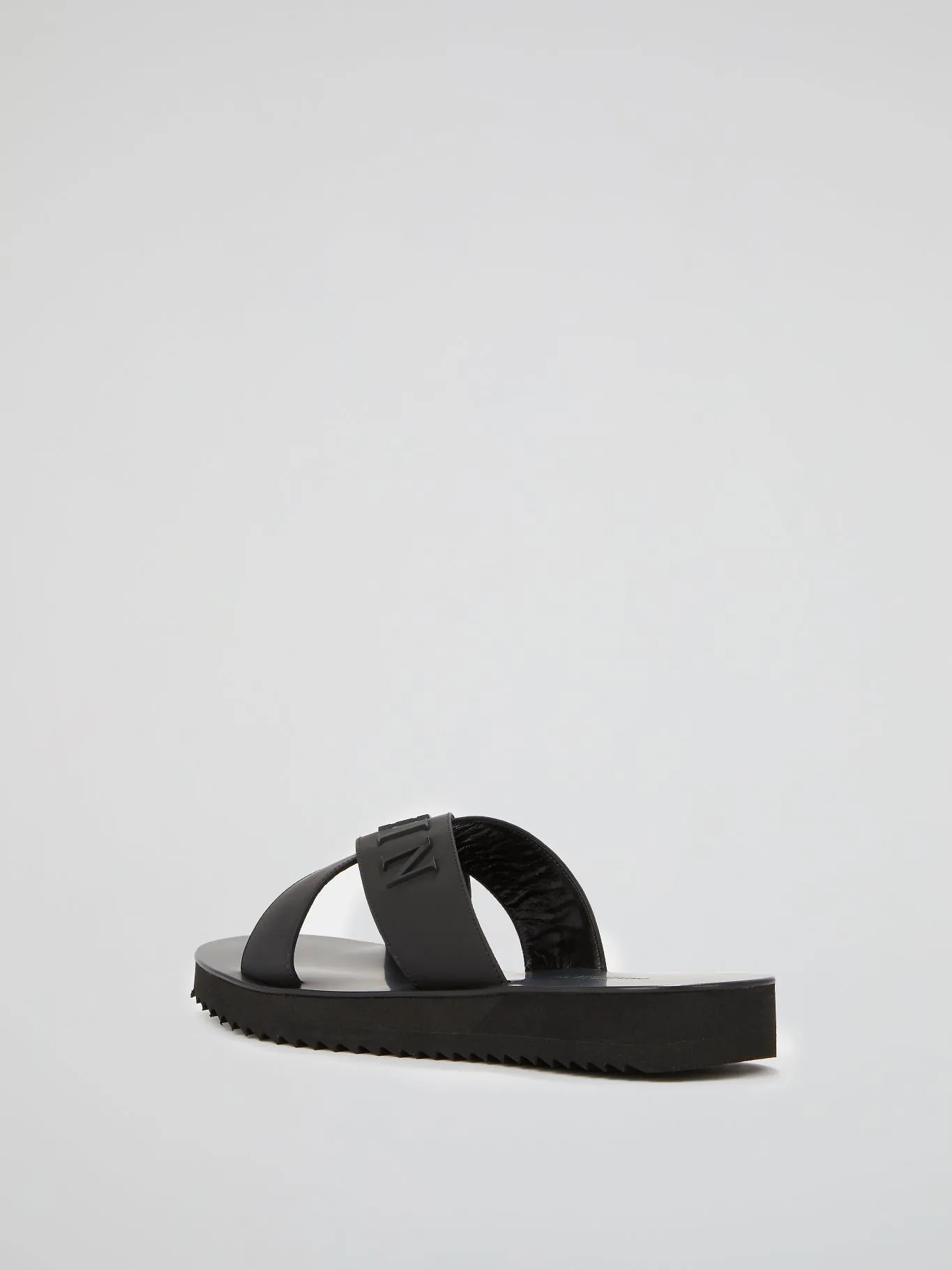 Black Logo Criss Cross Sandals