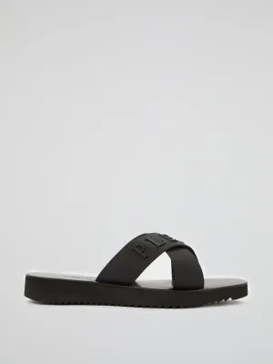 Black Logo Criss Cross Sandals