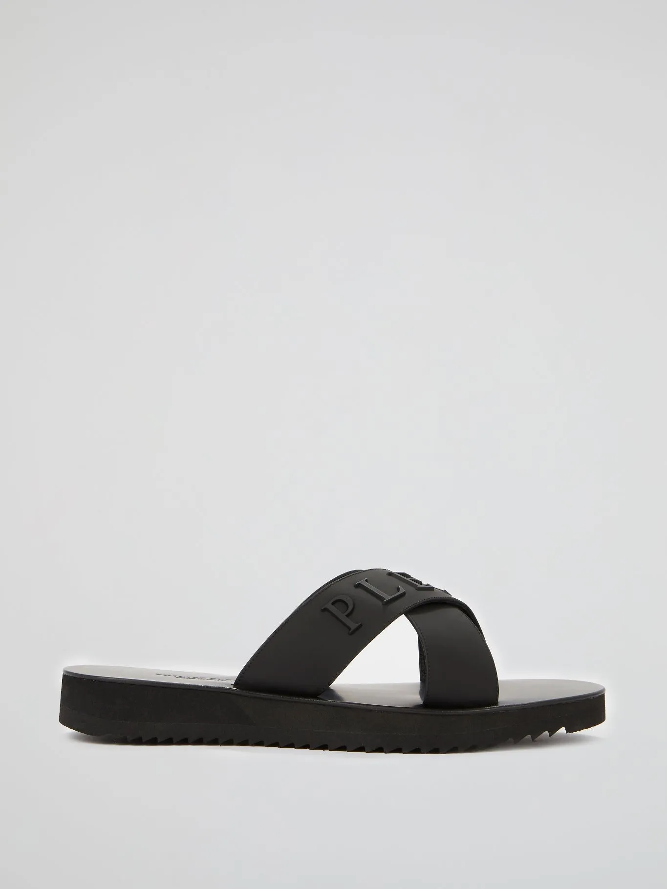 Black Logo Criss Cross Sandals
