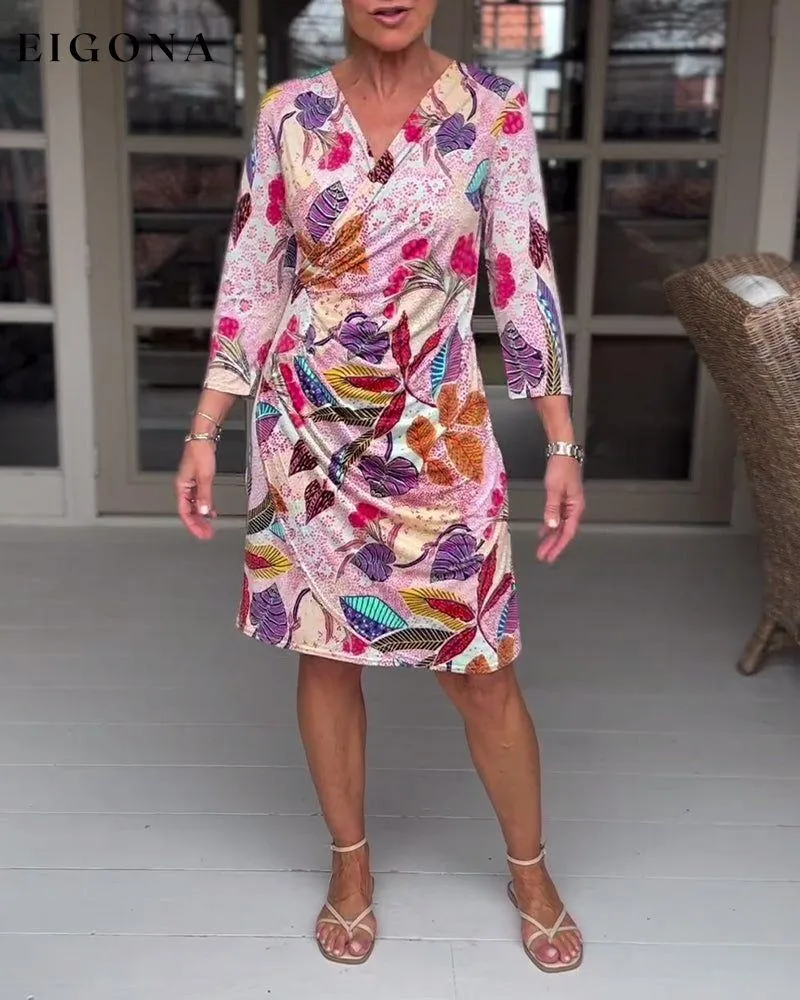 Colorful leaf pattern dress
