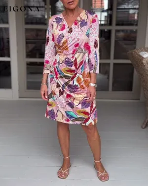 Colorful leaf pattern dress