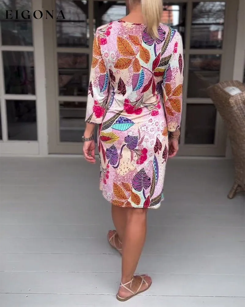 Colorful leaf pattern dress