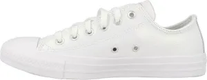 Converse Chuck Taylor All Star OX Kids' White Leather Shiny Sneakers 5.5
