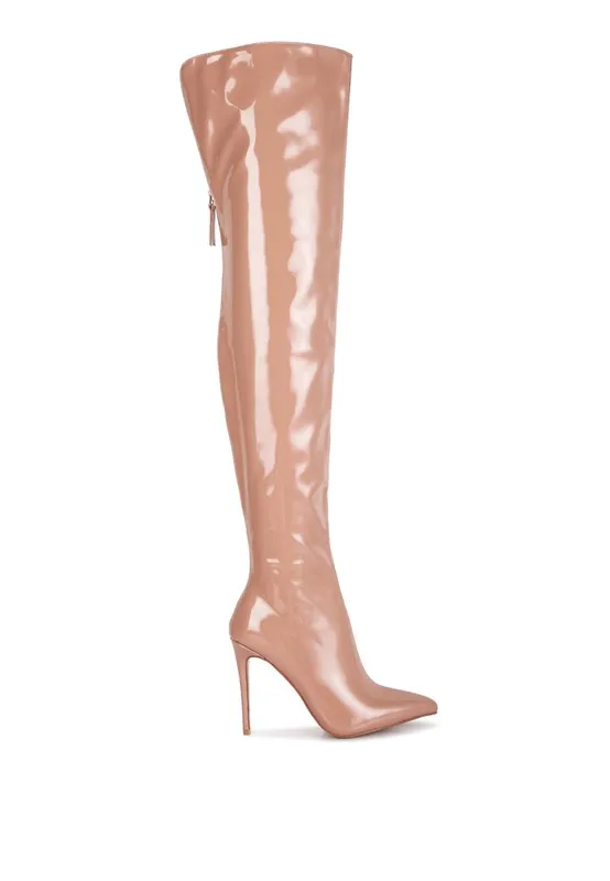 Eclectic Neon Pink Patent Leather Stiletto High Heel Boots