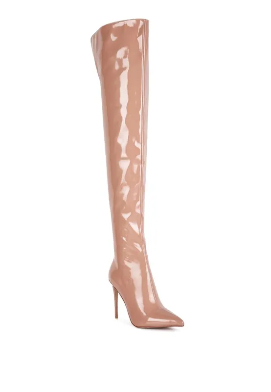 Eclectic Neon Pink Patent Leather Stiletto High Heel Boots