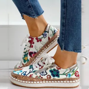 Floral Orthopedic Zipper Sneakers