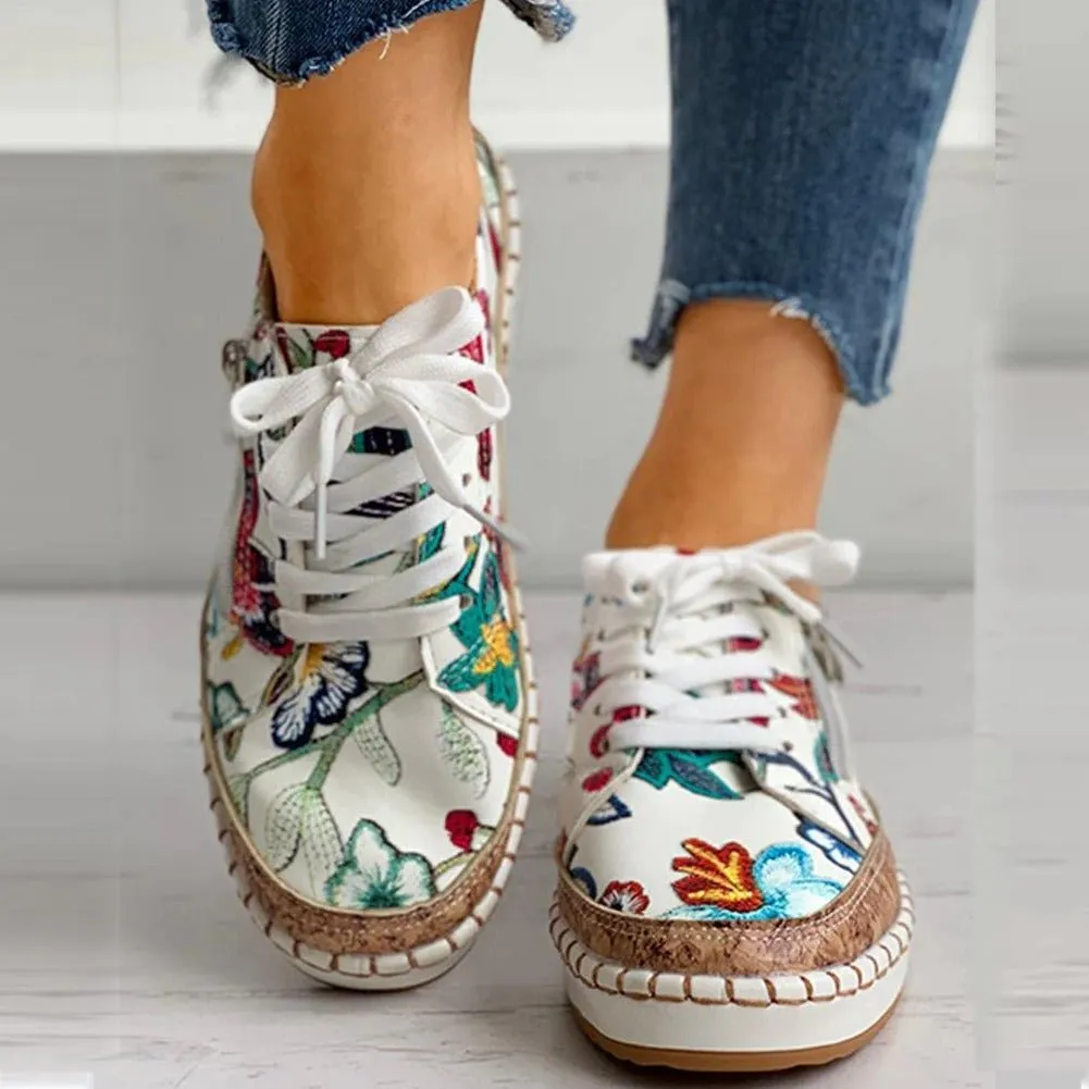 Floral Orthopedic Zipper Sneakers
