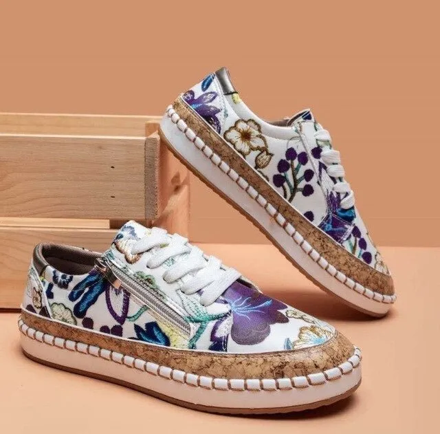 Floral Orthopedic Zipper Sneakers