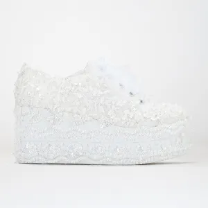 Florette - Ivory Lace Platform Bridal Sneakers