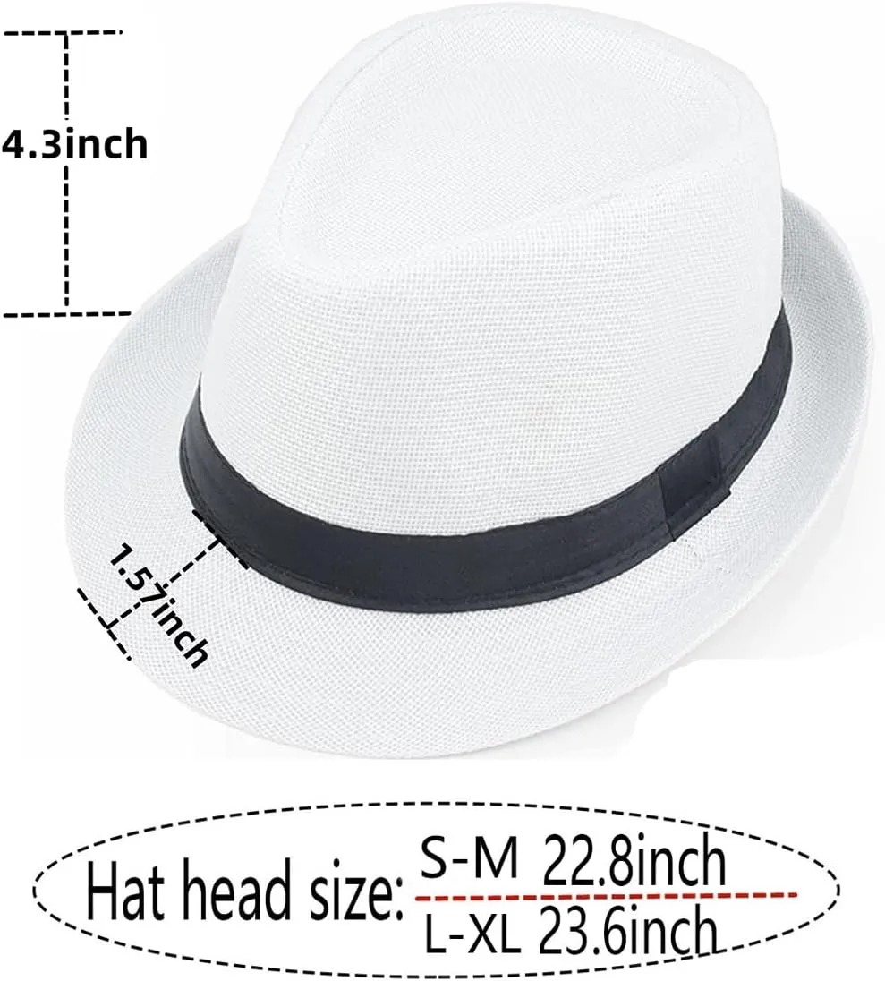 Giroir Fedora Hats for Men Women Short Brim Unisex Summer Beach Style 1920s Party Accessories