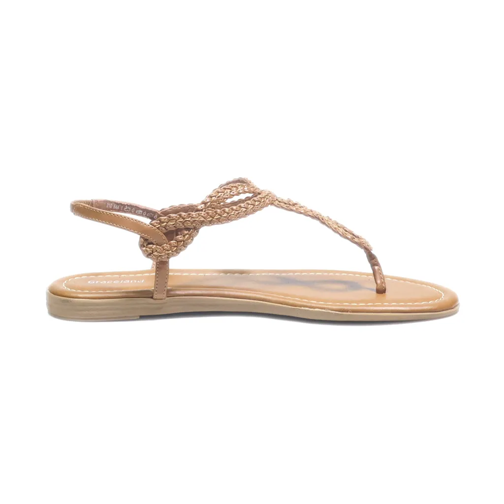 Graceland Flat Sandals Leather Brown Colour For Women
