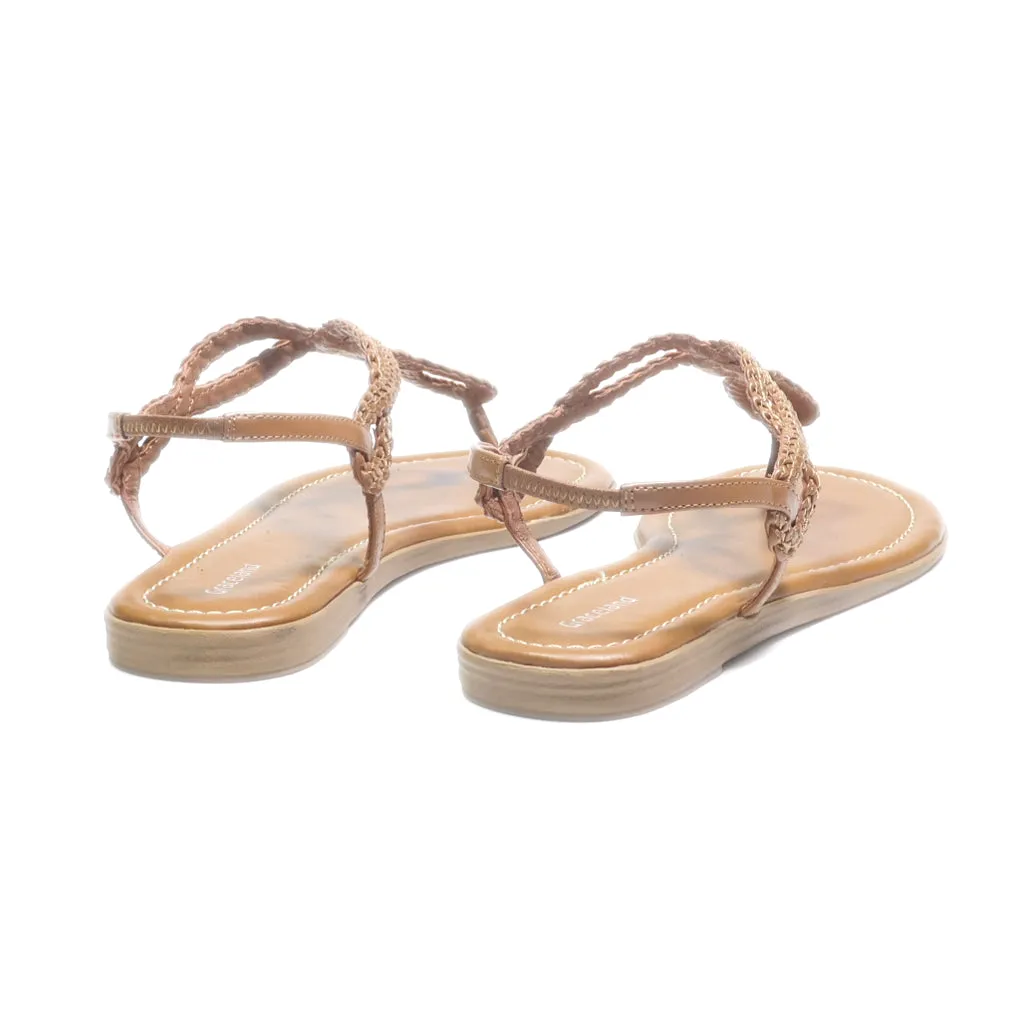 Graceland Flat Sandals Leather Brown Colour For Women