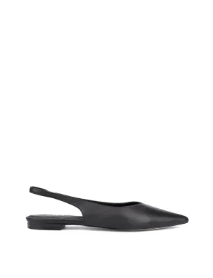 Lorie Slingback Flats - Black Leather