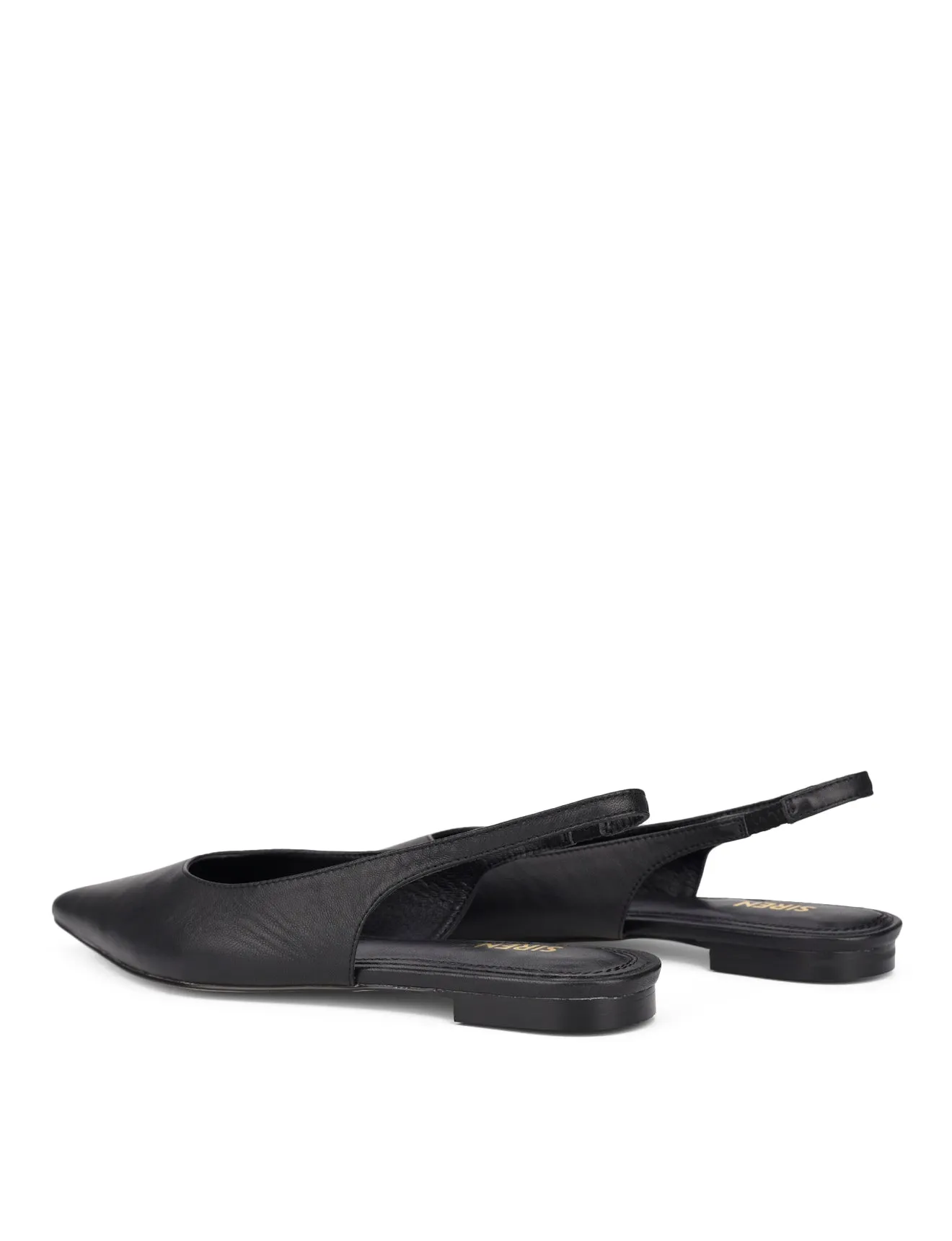 Lorie Slingback Flats - Black Leather