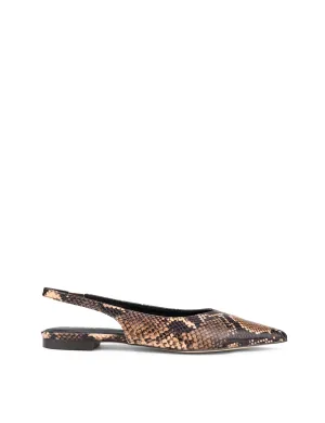 Lorie Slingback Flats - Brown Snake Leather