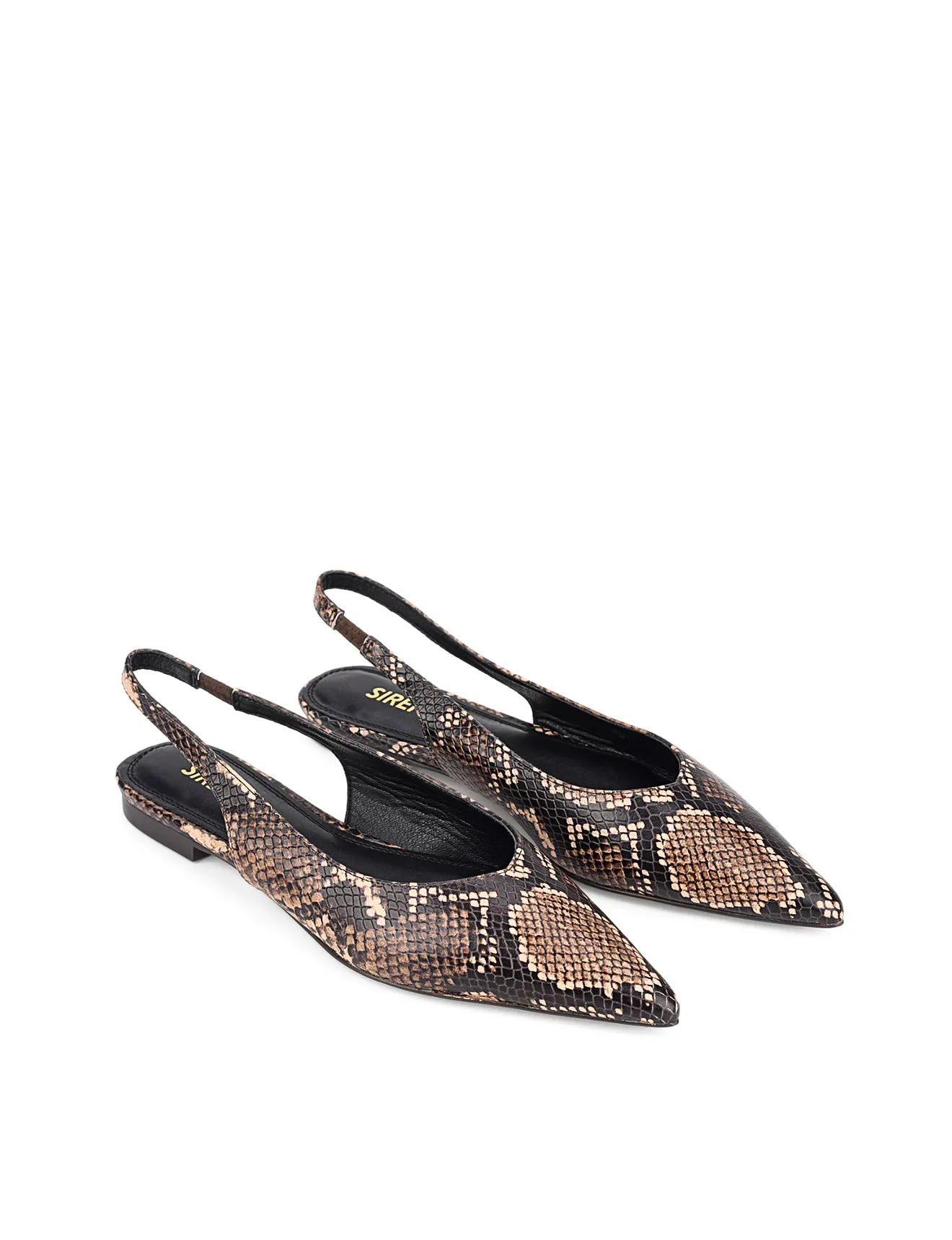 Lorie Slingback Flats - Brown Snake Leather