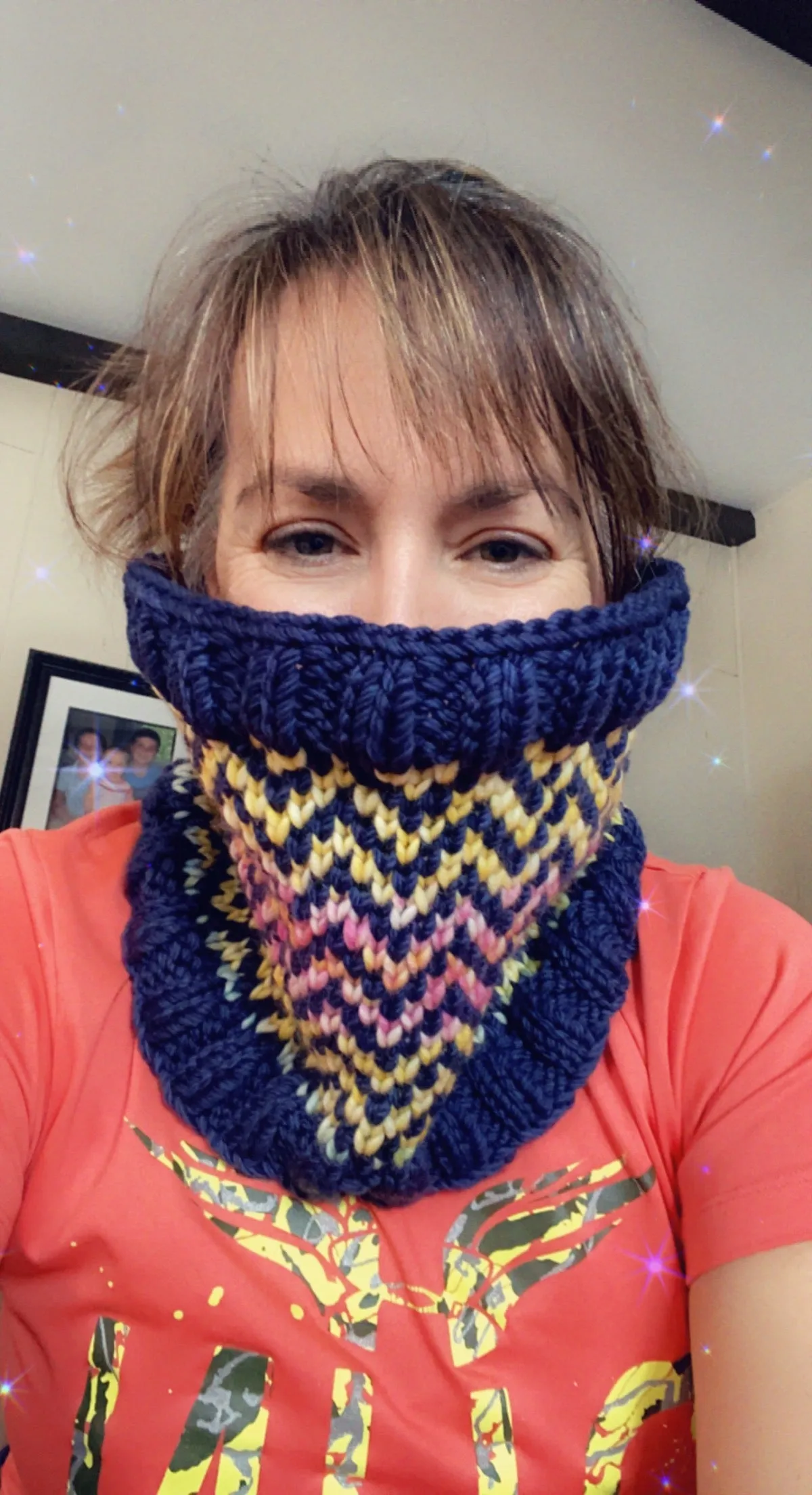 Luxury women's hand knit chevron winter cowl pink blue navy yellow wool slow fashion gift
