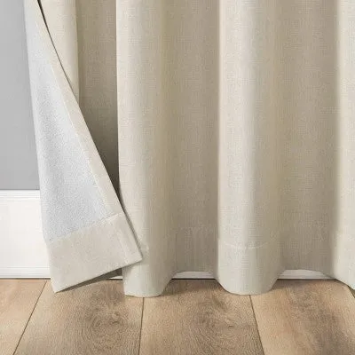 New - 96"x50" Tyrell Tonal Textured Draft Shield Fleece Insulated 100% Blackout Grommet Top Curtain Panel Beige - Sun Zero