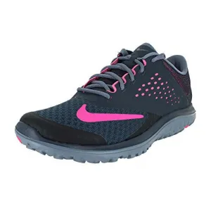 NIKE WOMEN'S FS LITE RUN 2 CROSS-COUNTRY RUNNING SHOE, CLASSIC CHARCOAL/PINK POW-BLUE GRAPHITE, 8 M US