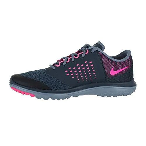 NIKE WOMEN'S FS LITE RUN 2 CROSS-COUNTRY RUNNING SHOE, CLASSIC CHARCOAL/PINK POW-BLUE GRAPHITE, 8 M US