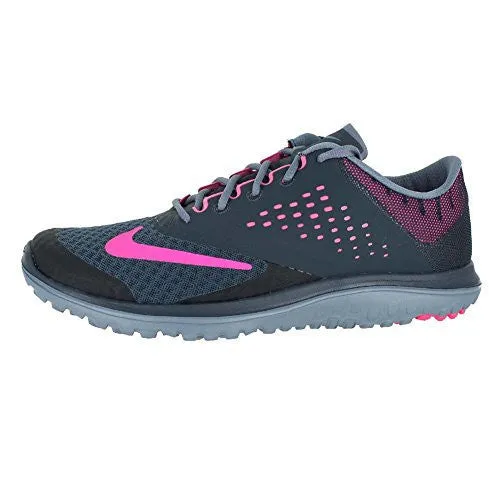 NIKE WOMEN'S FS LITE RUN 2 CROSS-COUNTRY RUNNING SHOE, CLASSIC CHARCOAL/PINK POW-BLUE GRAPHITE, 8 M US