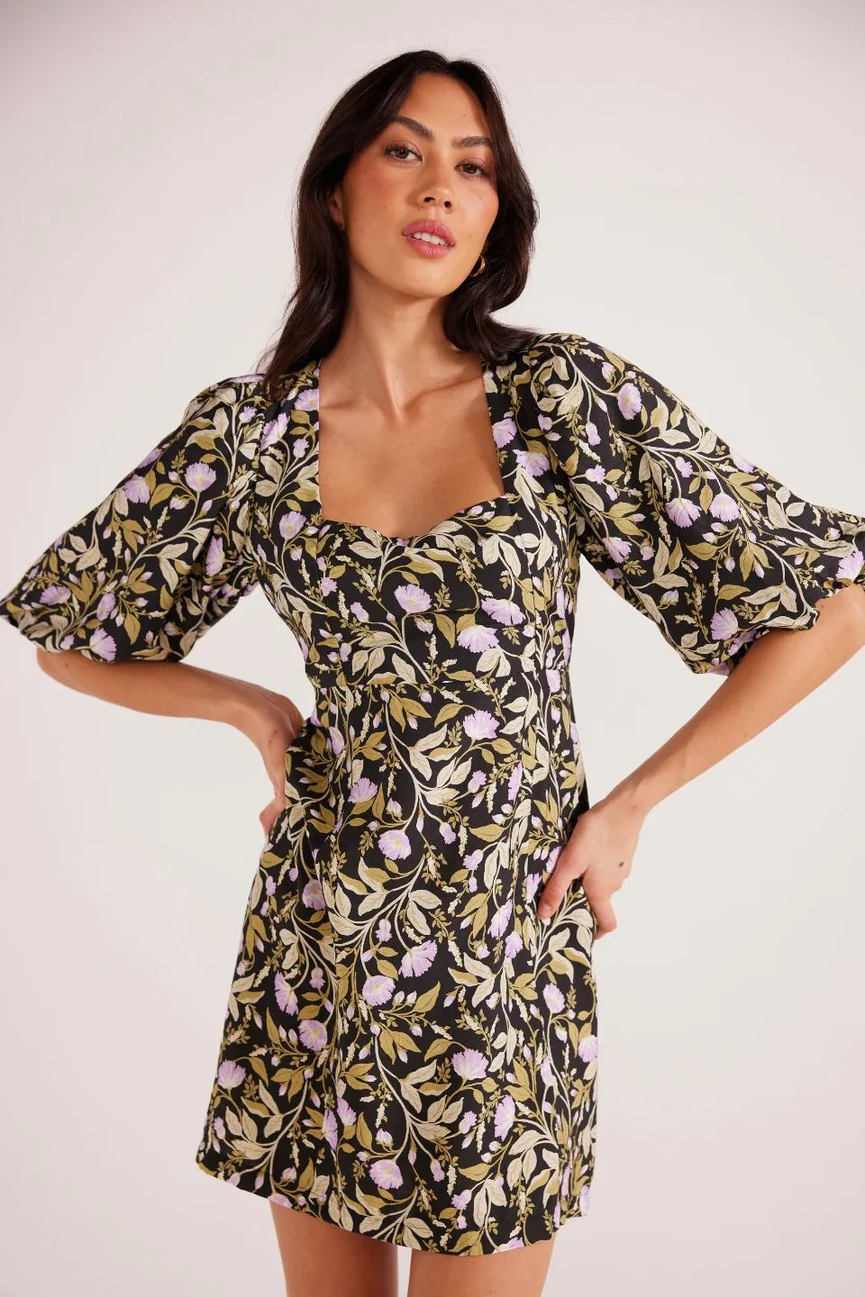 Nocturne Lilac Floral Mini Dress