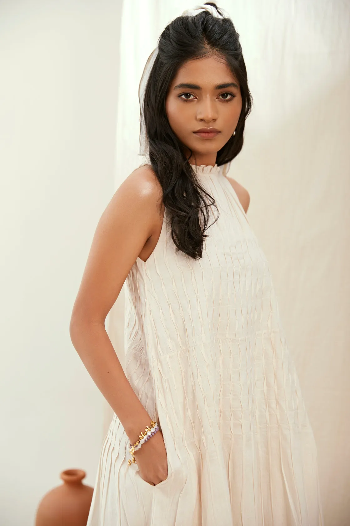 Oatmilk cotton long dress