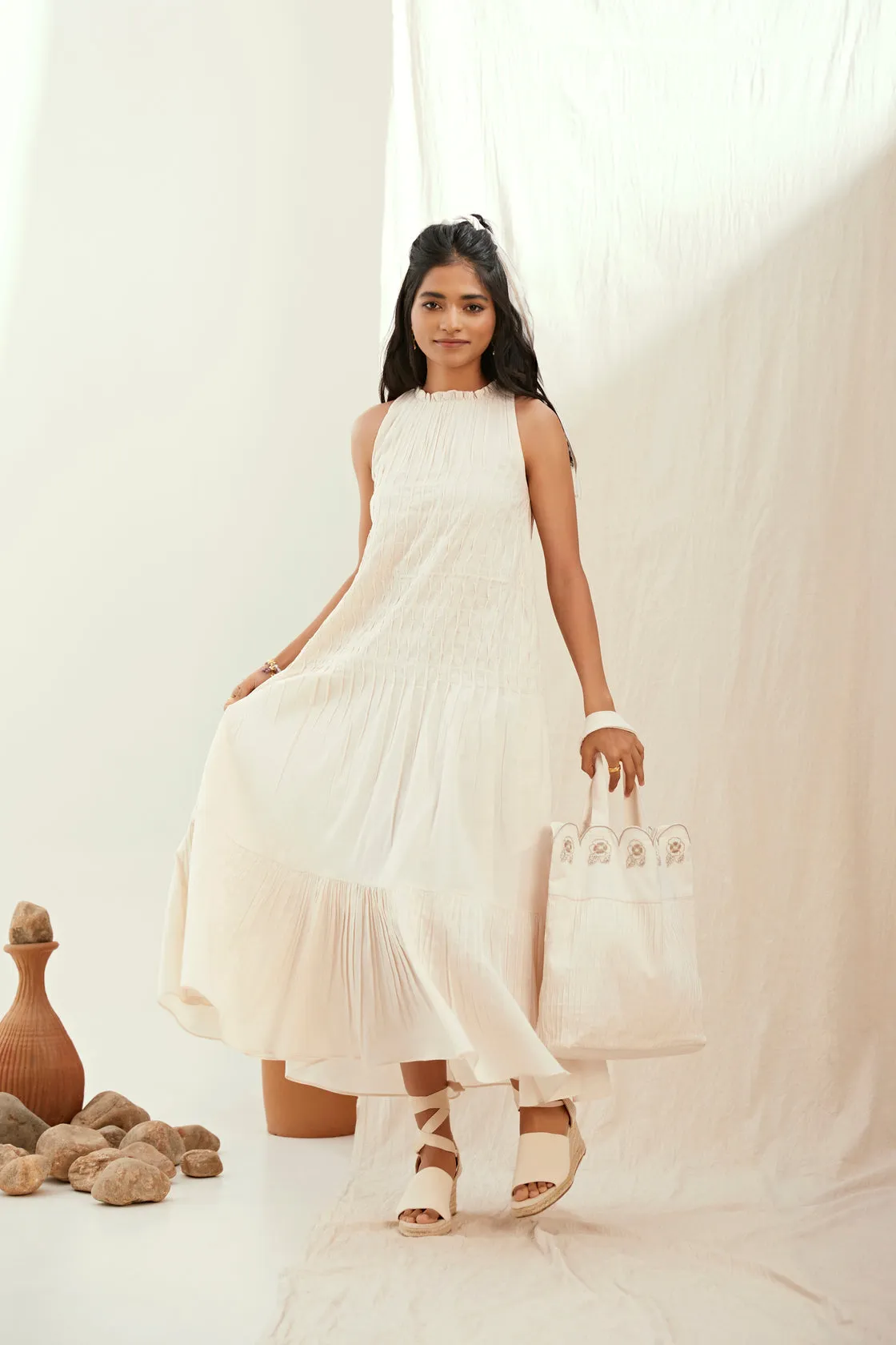 Oatmilk cotton long dress
