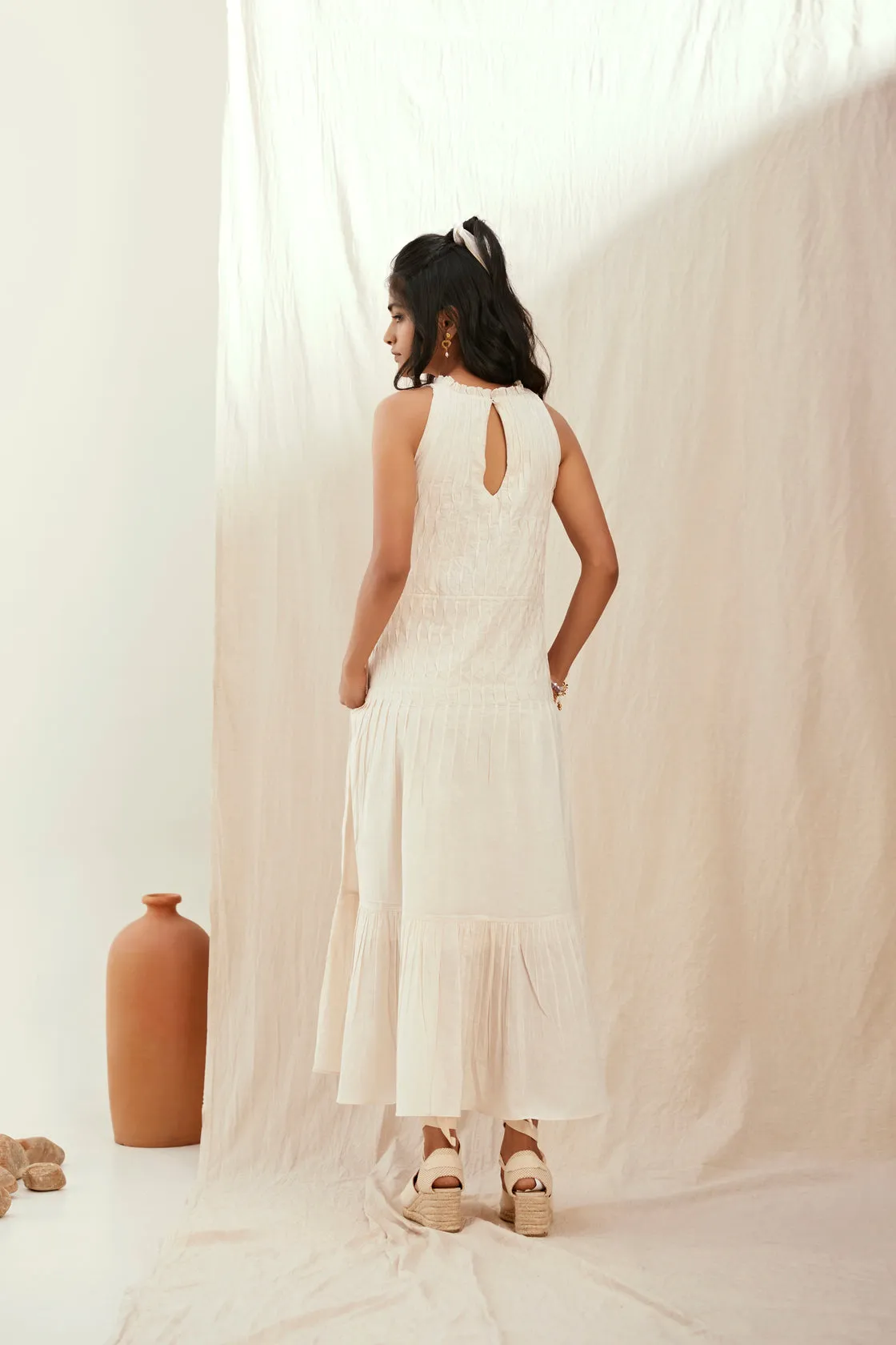 Oatmilk cotton long dress