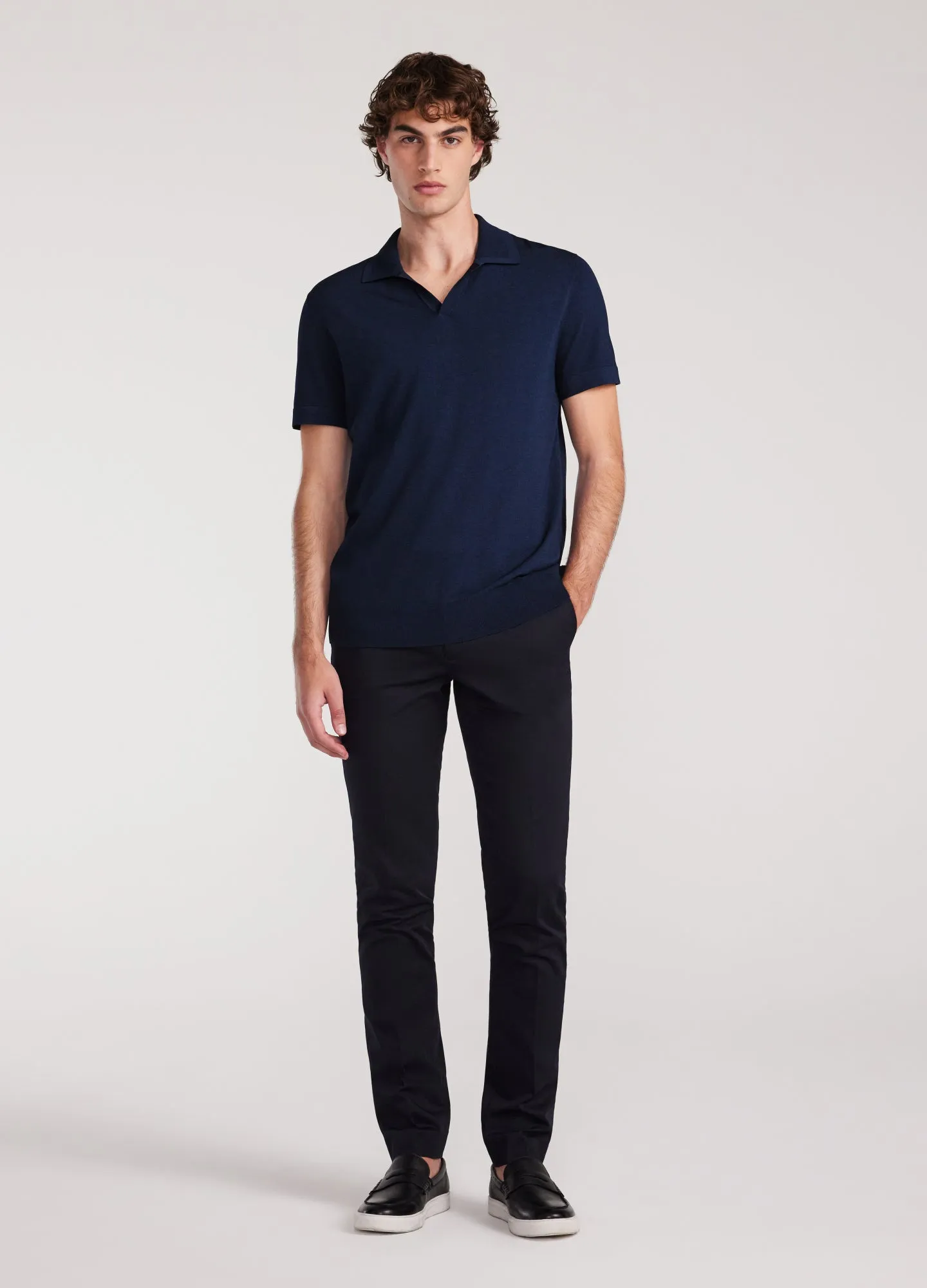 Rib Collar Tech Knit Polo Delft Blue