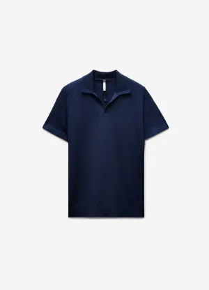 Rib Collar Tech Knit Polo Delft Blue