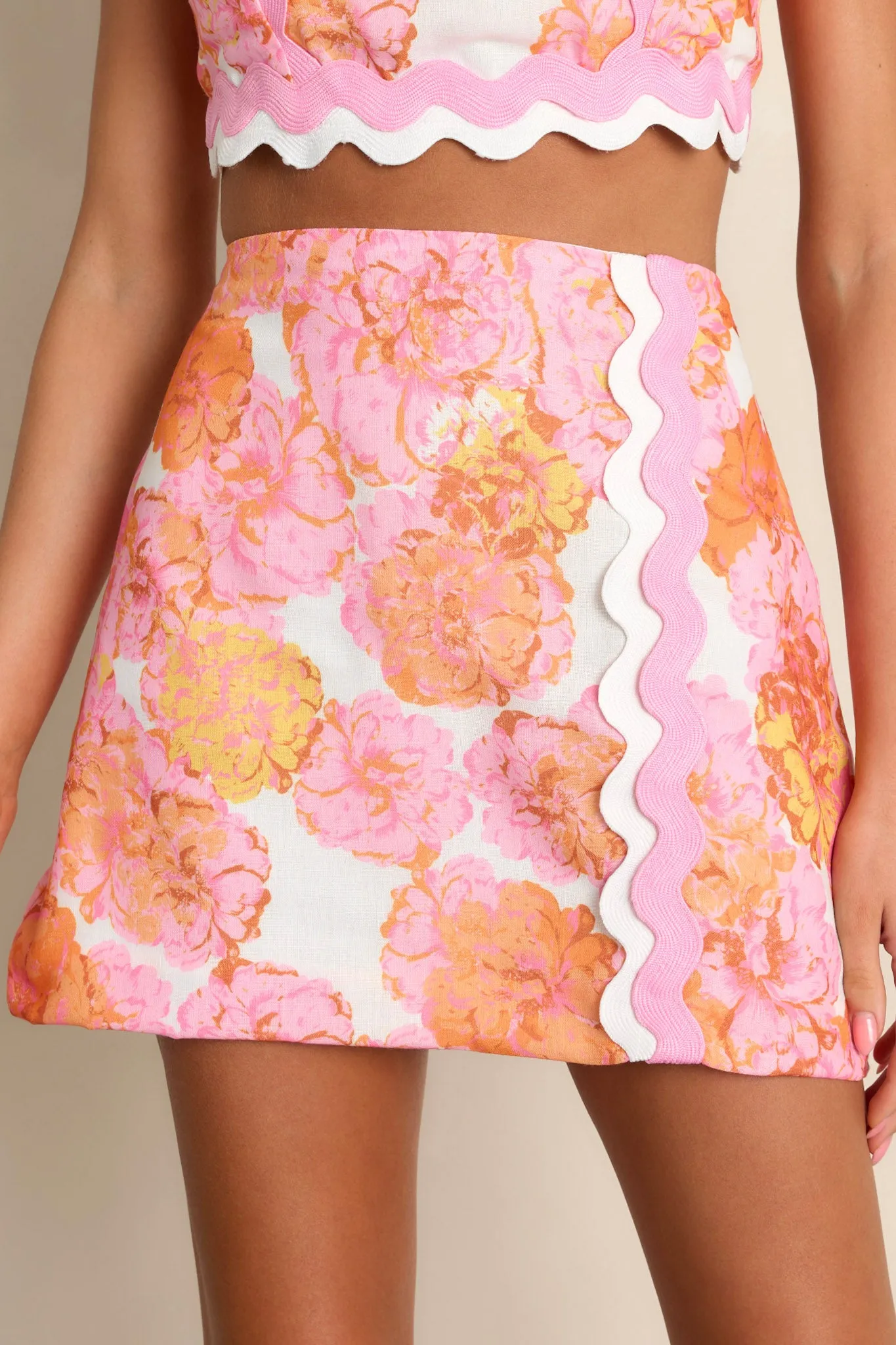 The Best Times Light Pink Floral Mini Skirt