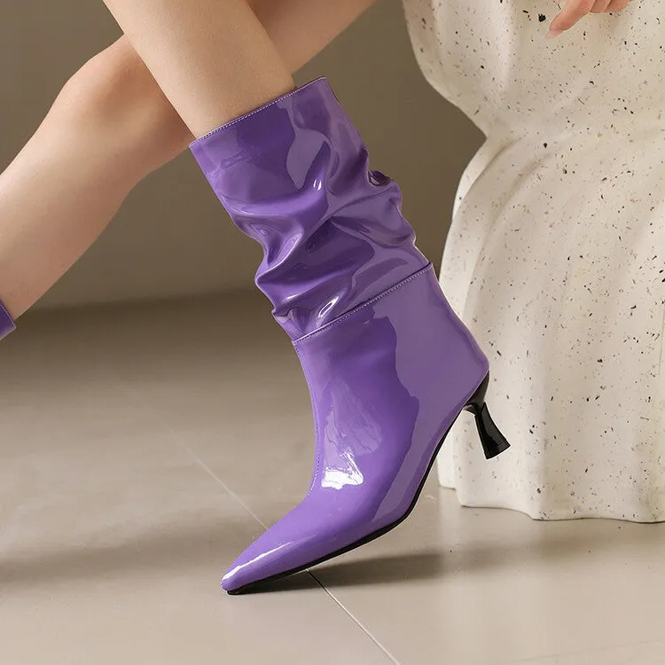 Tillbuy Stiletto Pleated Ankle Boots