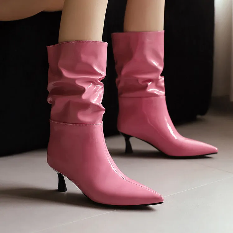 Tillbuy Stiletto Pleated Ankle Boots