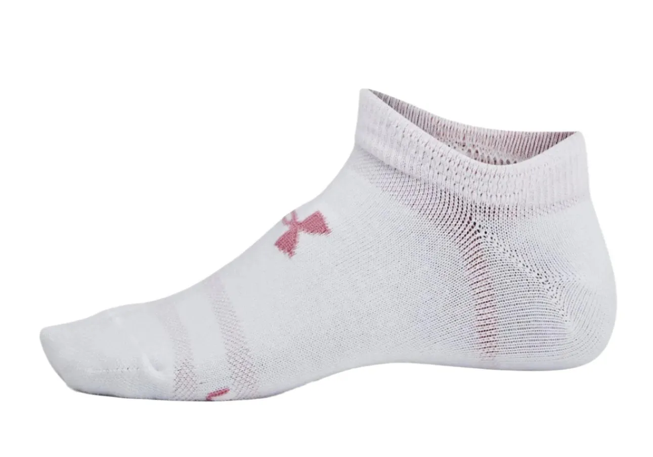 Under Armour Girls Socks Essential 6-Pack No- Show Rebel Pink/White