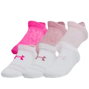 Under Armour Girls Socks Essential 6-Pack No- Show Rebel Pink/White