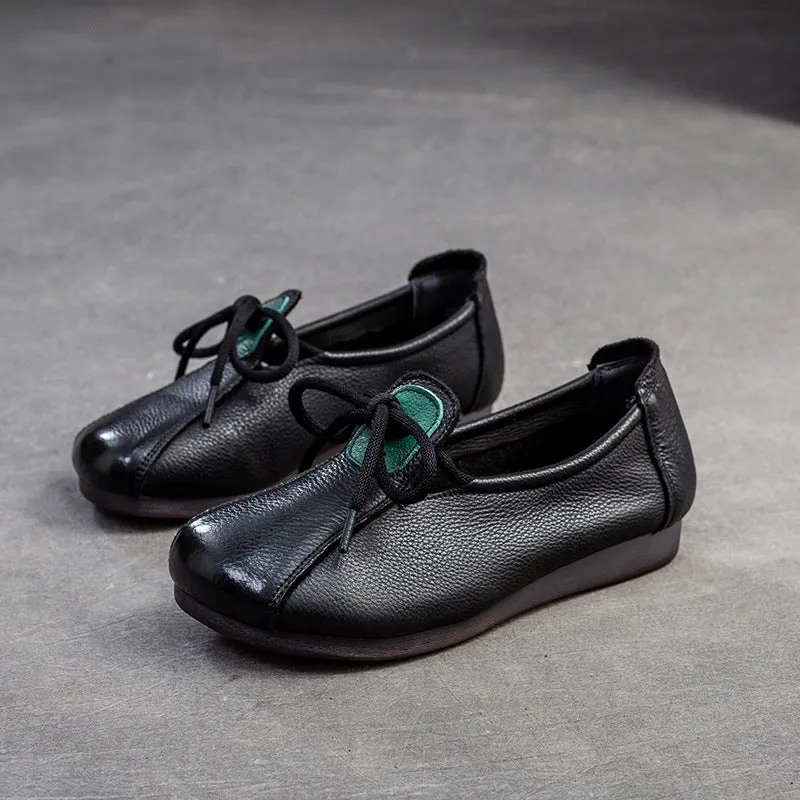 Women Retro Minimalist Leather Casual Soft Flats