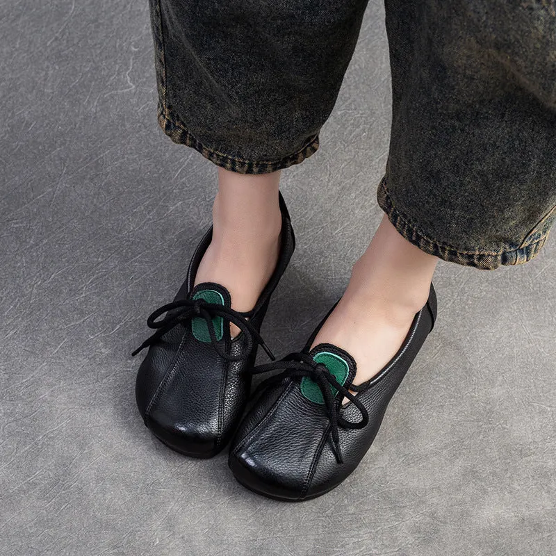 Women Retro Minimalist Leather Casual Soft Flats